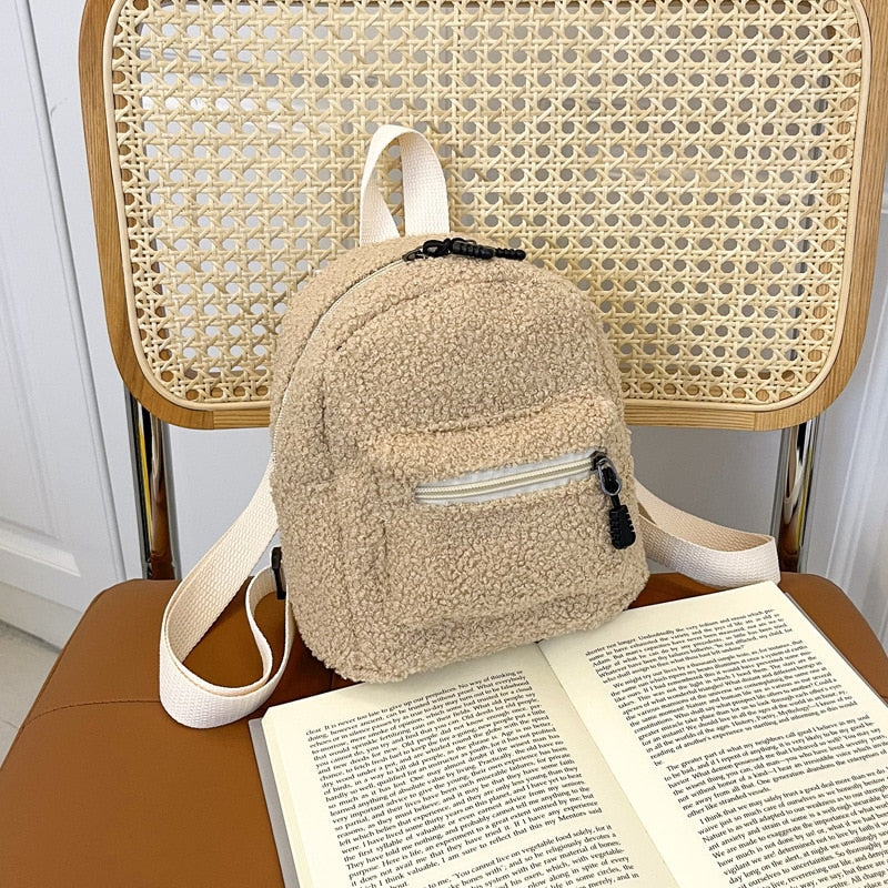 Fashion Women Mini Backpack Solid Color Corduroy Small Backpacks Simple Casual Student Bookbags Traveling Backpacks 2022