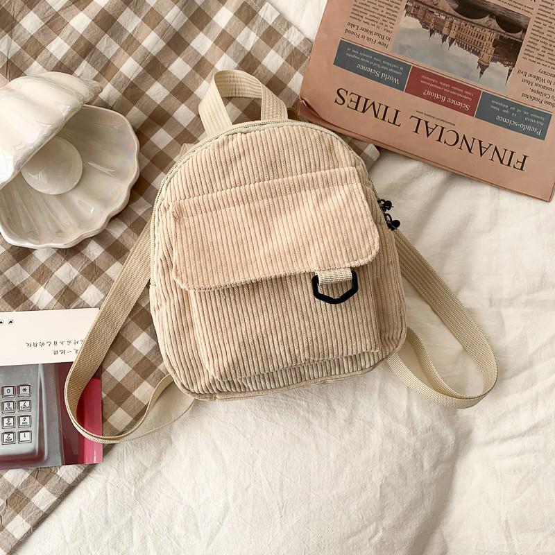 Fashion Women Mini Backpack Solid Color Corduroy Small Backpacks Simple Casual Student Bookbags Traveling Backpacks 2022