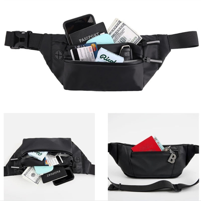 Men Women Bag Waist Fanny Pack For Female Male Waterproof Belt Bum Hip Belly Running Sport Shoulder Crossbody Cross Body Handbag