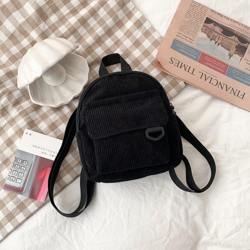 Fashion Women Mini Backpack Solid Color Corduroy Small Backpacks Simple Casual Student Bookbags Traveling Backpacks 2022