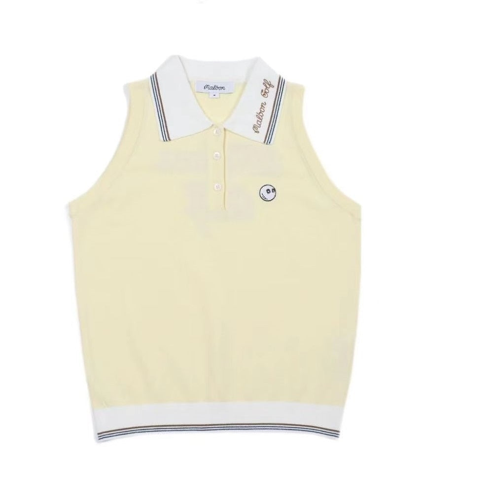 Summer Women's Golf Sweater Vest Sleeveless V-Neck Knitted Crop Tops Training Wear Sweatshirt