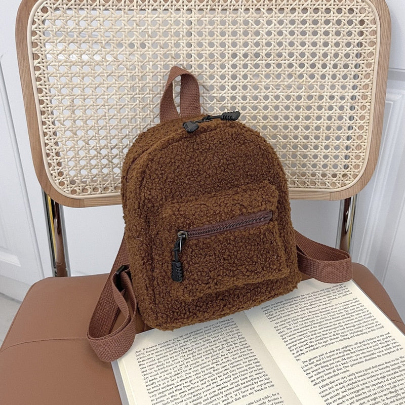 Fashion Women Mini Backpack Solid Color Corduroy Small Backpacks Simple Casual Student Bookbags Traveling Backpacks 2022
