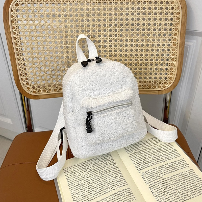 Fashion Women Mini Backpack Solid Color Corduroy Small Backpacks Simple Casual Student Bookbags Traveling Backpacks 2022