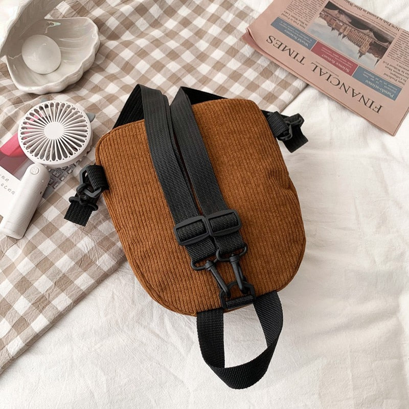Fashion Women Mini Backpack Solid Color Corduroy Small Backpacks Simple Casual Student Bookbags Traveling Backpacks 2022