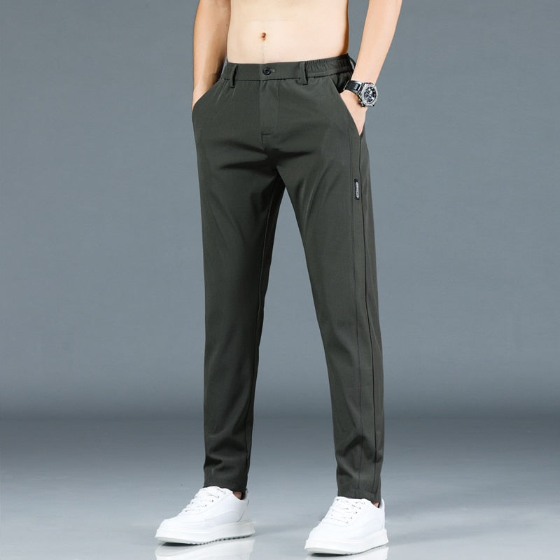 Mingyu Brand Summer Men's Casual Pants Men Trousers Male Pant Slim Fit Work Elastic Waist Black Green Grey Light Trousers 28-38