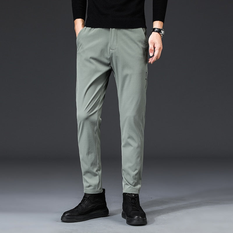Mingyu Brand Summer Men's Casual Pants Men Trousers Male Pant Slim Fit Work Elastic Waist Black Green Grey Light Trousers 28-38