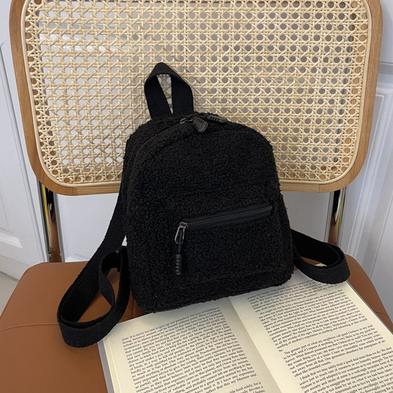 Fashion Women Mini Backpack Solid Color Corduroy Small Backpacks Simple Casual Student Bookbags Traveling Backpacks 2022