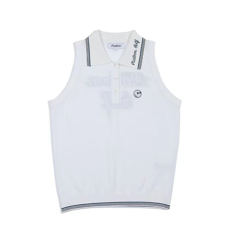 Summer Women's Golf Sweater Vest Sleeveless V-Neck Knitted Crop Tops Training Wear Sweatshirt